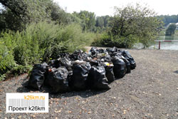 Берег пруда в Мешково очистили от мусора